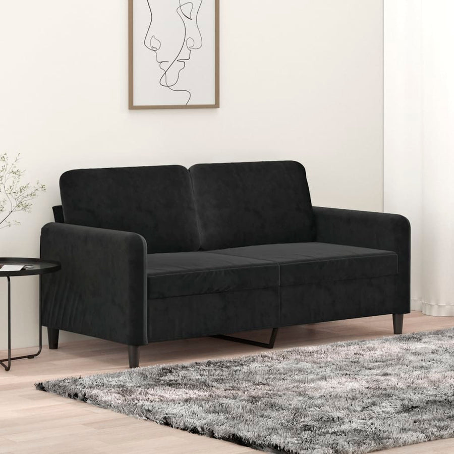 Tweezitsbank Fluweel 140 cm Zwart