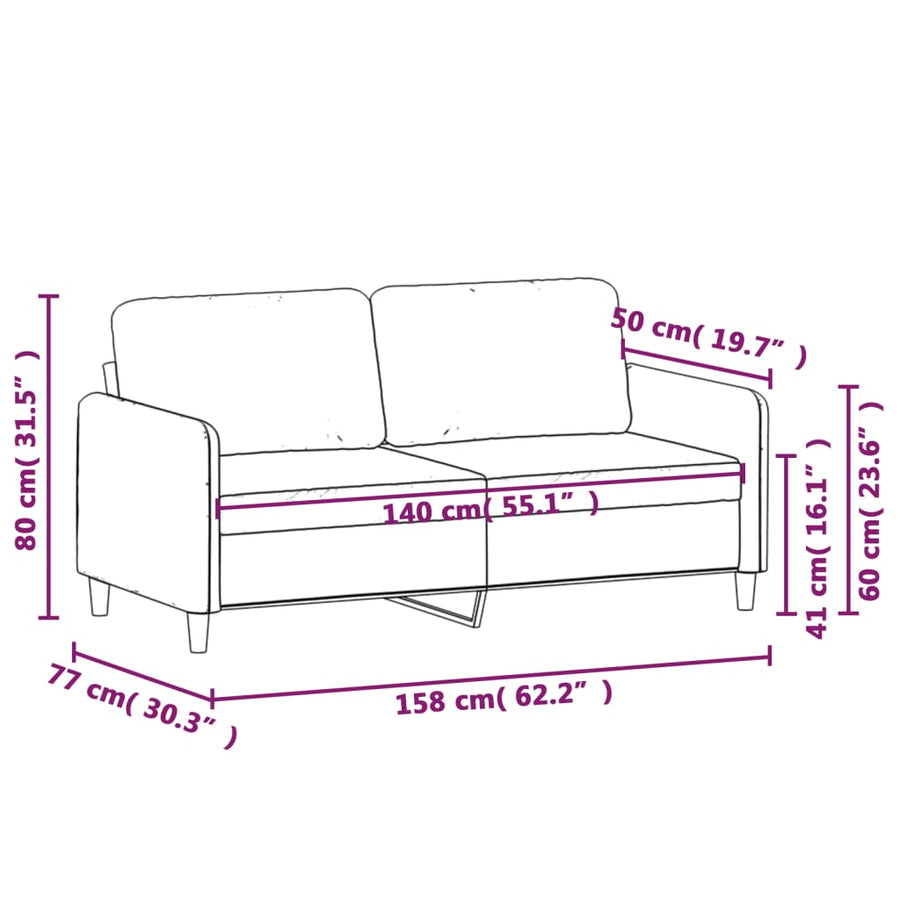 Tweezitsbank Stof 140 cm Bruin