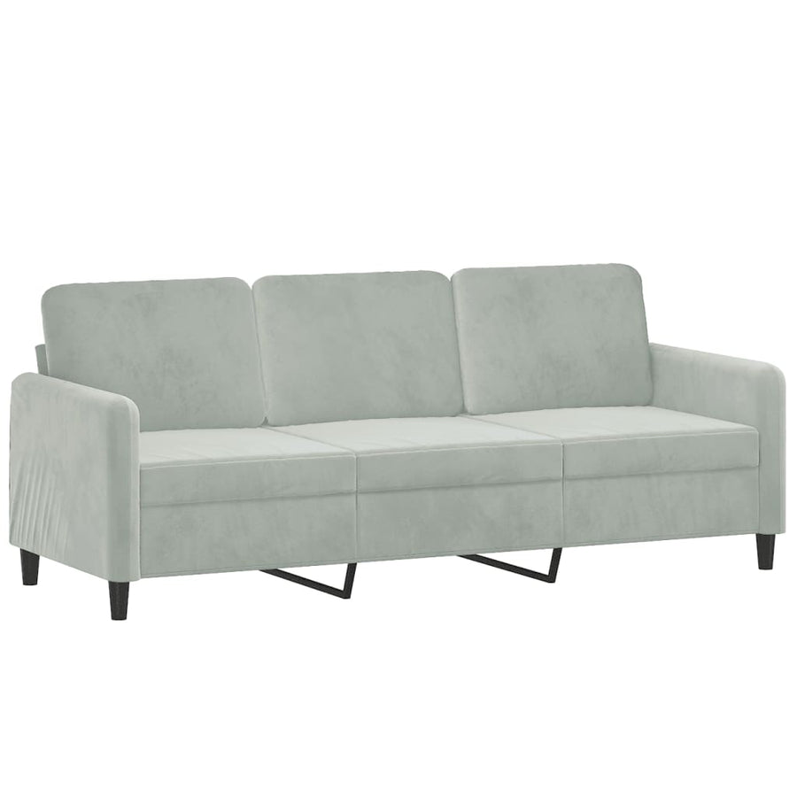 Driezitsbank Fluweel 180 cm Lichtgrijs