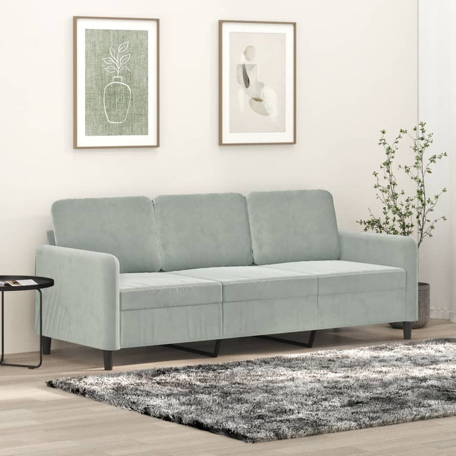 Driezitsbank Fluweel 180 cm Lichtgrijs