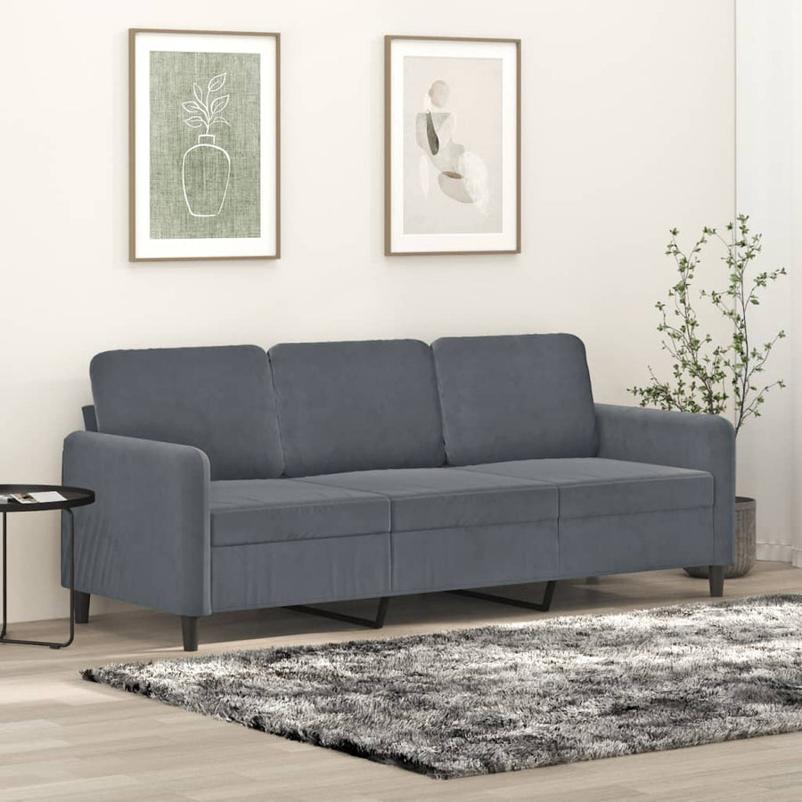 Driezitsbank Fluweel 180 cm Donkergrijs