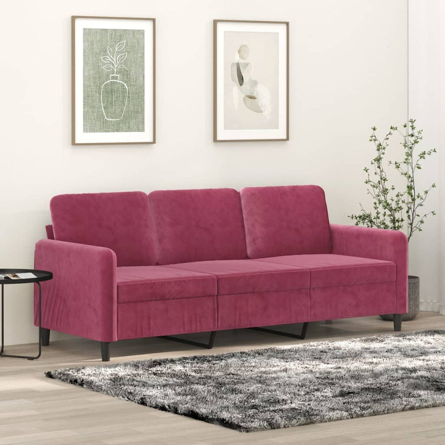 Driezitsbank Fluweel 180 cm Wijnrood