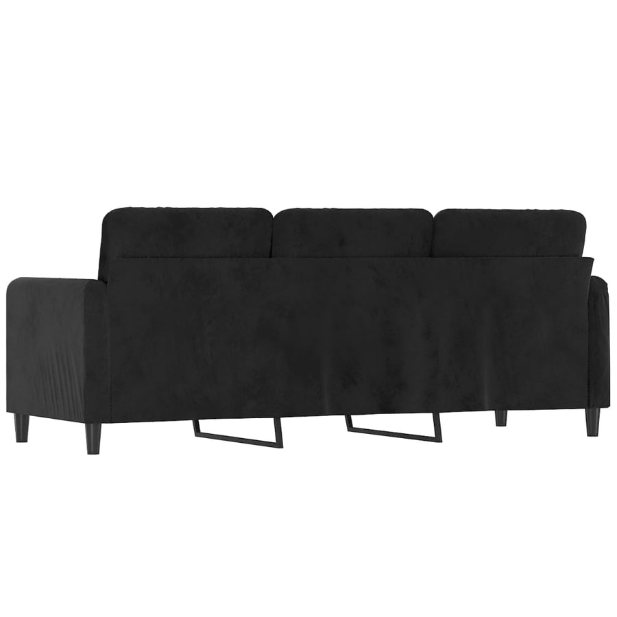 Driezitsbank Fluweel 180 cm Zwart