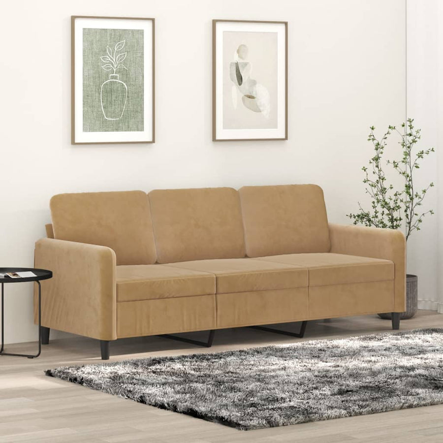 Driezitsbank Fluweel 180 cm Bruin
