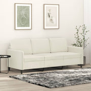 Driezitsbank 180 cm fluweel crème