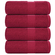 Washandjes 4 st 30x30 cm bordeaux katoen