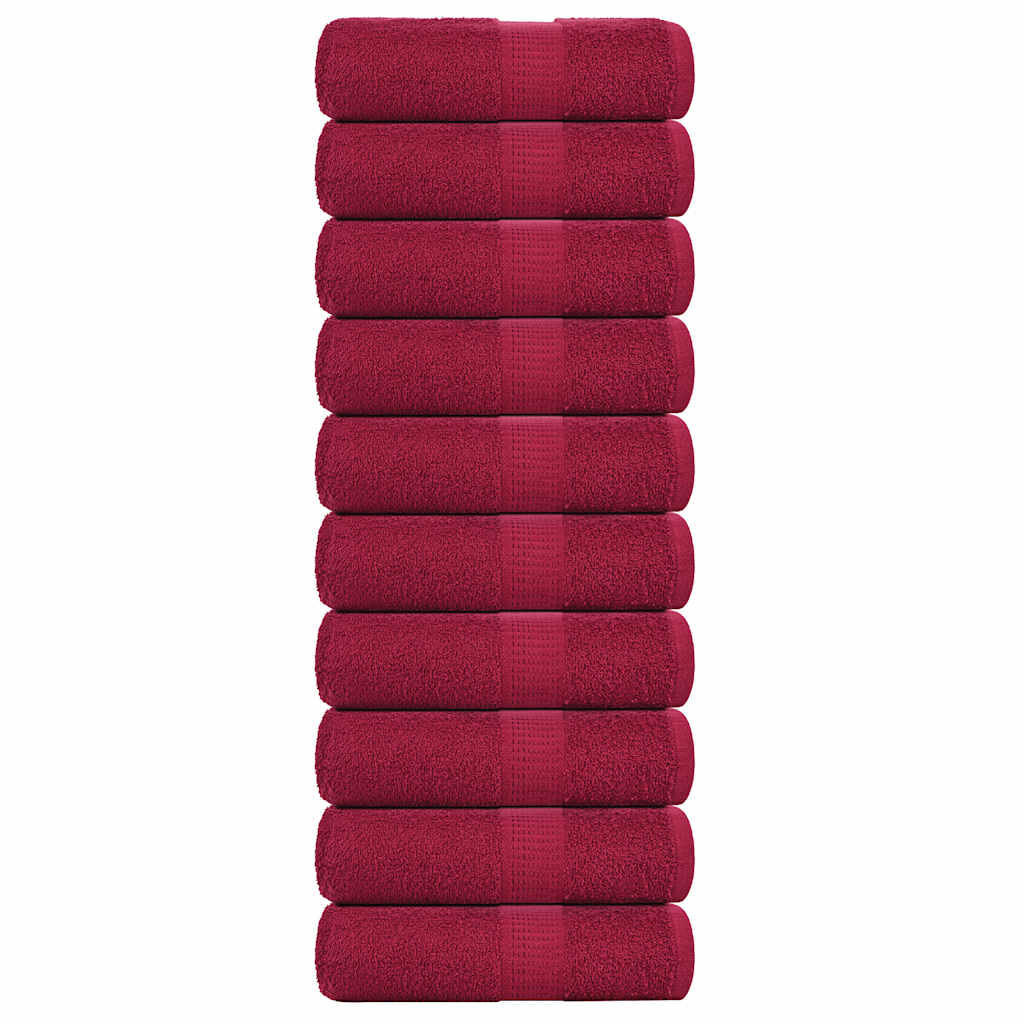 Zeepdoekjes 10 st 30x30 cm 360 g/m² 100% katoen bordeauxrood