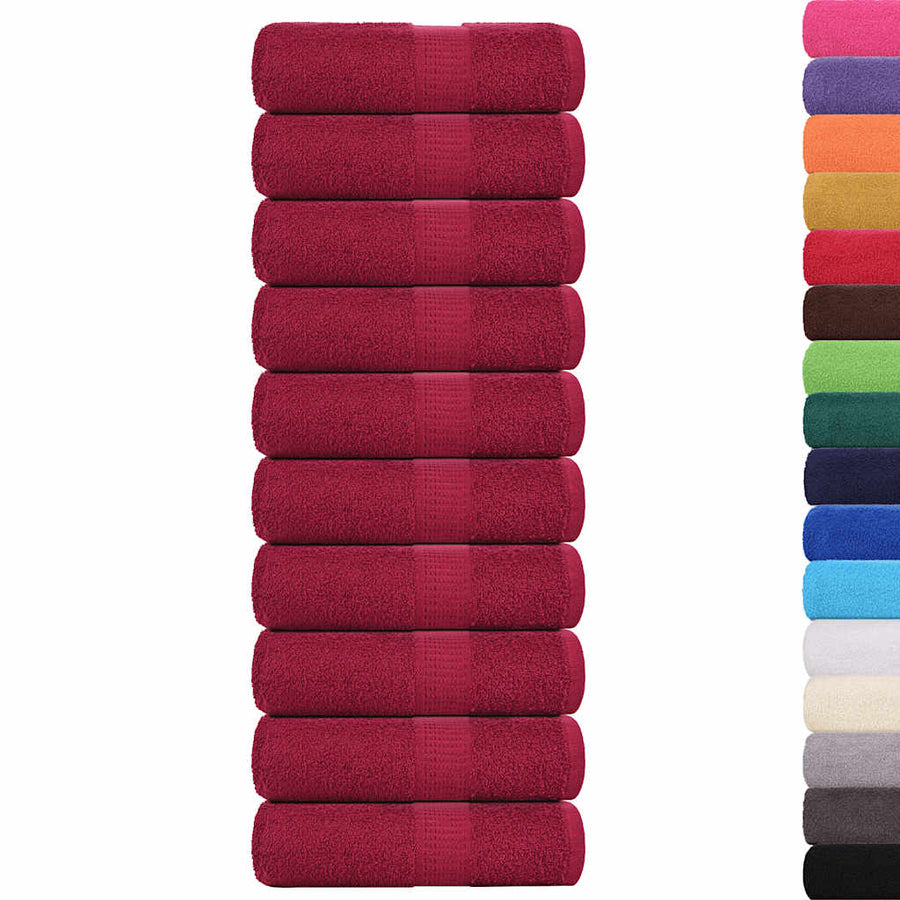 Gastendoekjes 10 st 30x50 cm 360 g/m² 100% katoen bordeauxrood