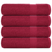 Douchehanddoeken 4 st 70x140 cm bordeauxrood katoen