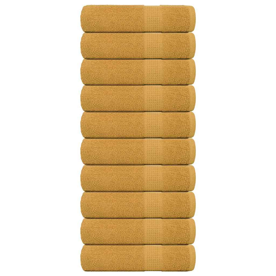 Douchehanddoeken 10 st 70x140cm 360g/m² 100% katoen goudkleurig