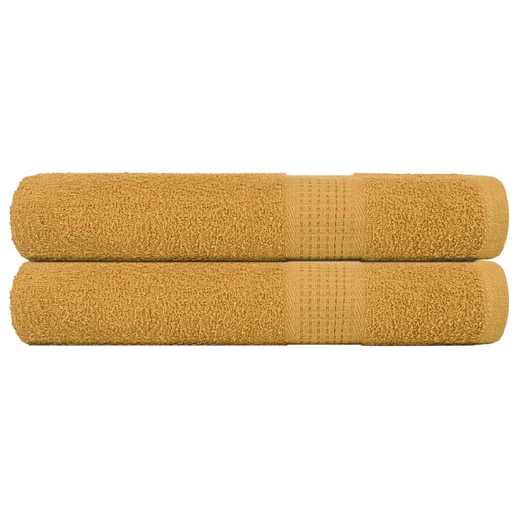 Handdoeken 2 st 100x200 cm 360 g/m² 100% katoen goudkleurig