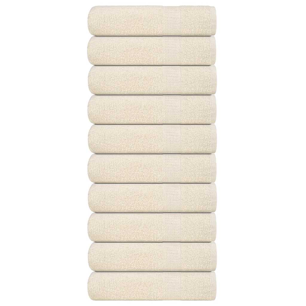 Handdoeken 10 st 50x100 cm 360 g/m² 100% katoen crèmekleurig