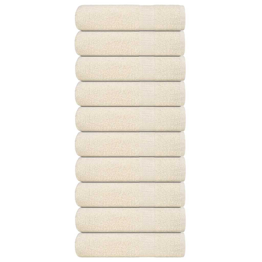 Handdoeken 10 st 50x100 cm 360 g/m² 100% katoen crèmekleurig