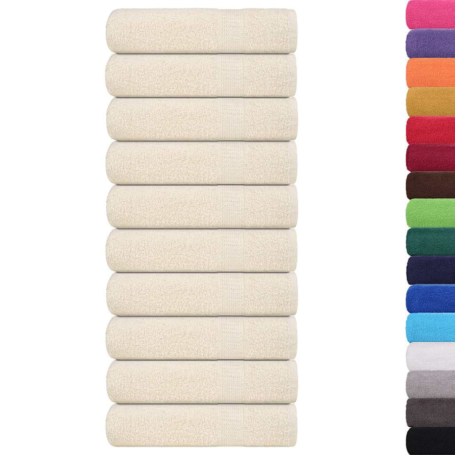 Handdoeken 10 st 50x100 cm 360 g/m² 100% katoen crèmekleurig
