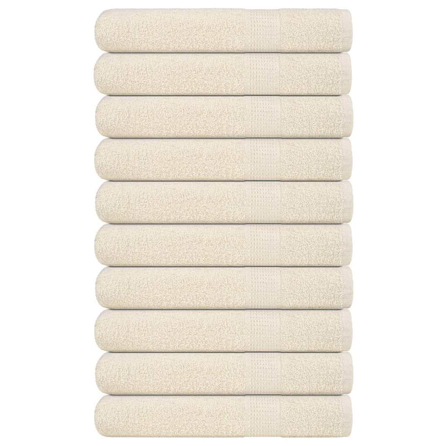 Handdoeken 10 st 100x200 cm 360 g/m² 100% katoen crèmekleurig