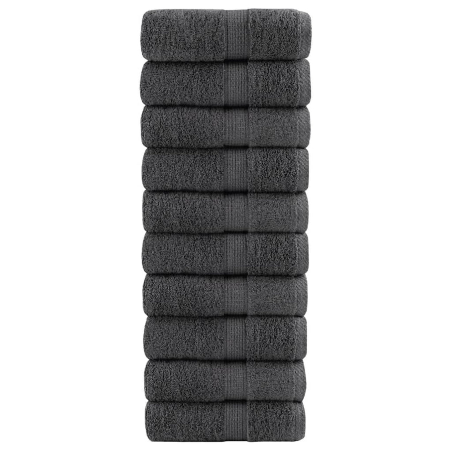 Washandjes 10 st 600 g/m² 30x30 cm 100% katoen antracietkleurig