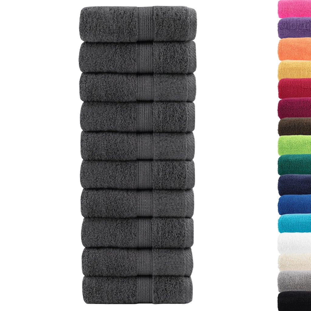 Washandjes 10 st 600 g/m² 30x30 cm 100% katoen antracietkleurig