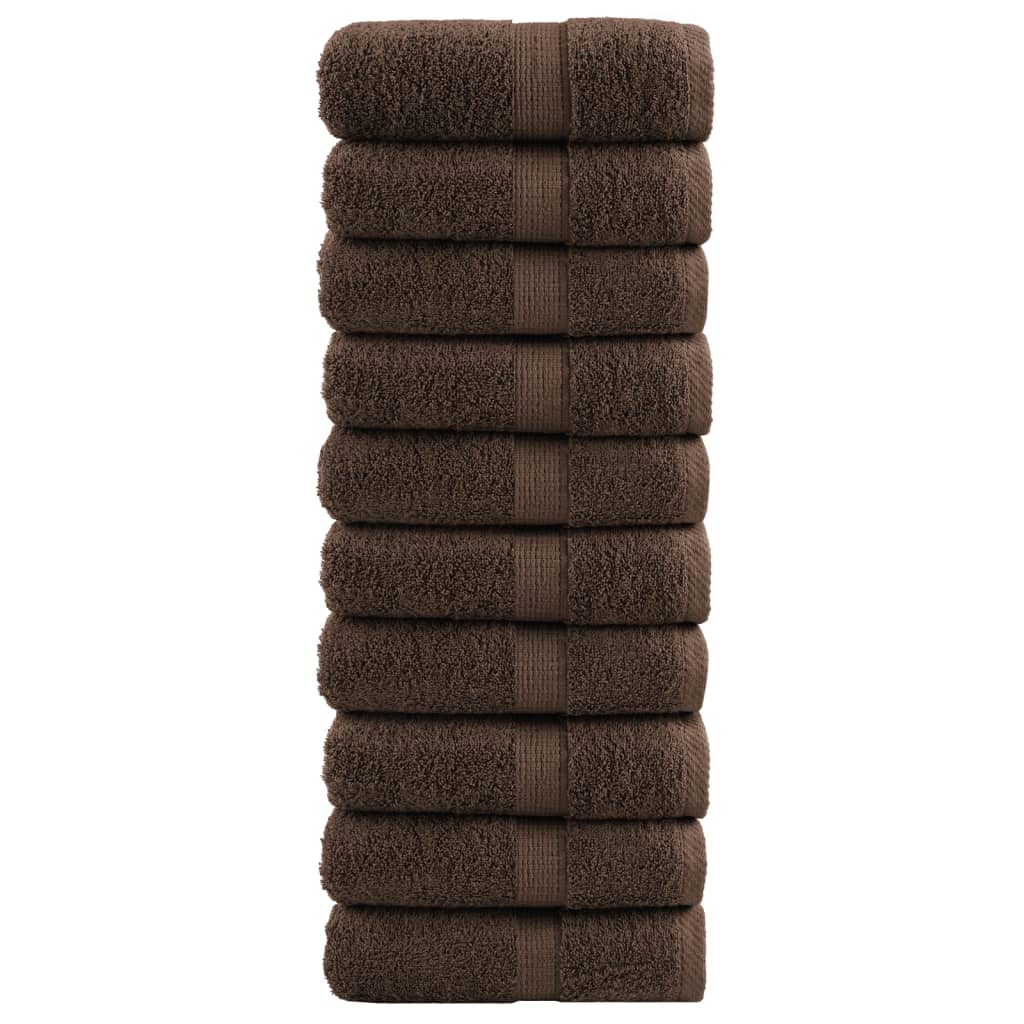 Premium washandjes SOLUND 10 stuks bruin 30x30 cm 600 g/m²