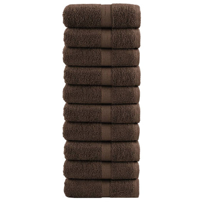 Premium washandjes SOLUND 10 stuks bruin 30x30 cm 600 g/m²
