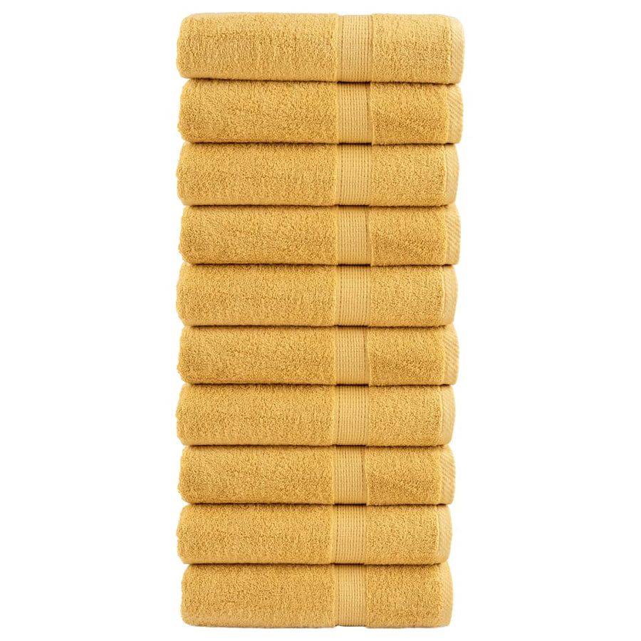 Handdoeken 10 st 600 g/m² 50x100 cm 100% katoen goudkleurig