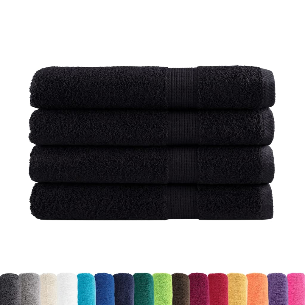 Saunadoeken 4 st 600 g/m² 80x200 cm 100% katoen zwart