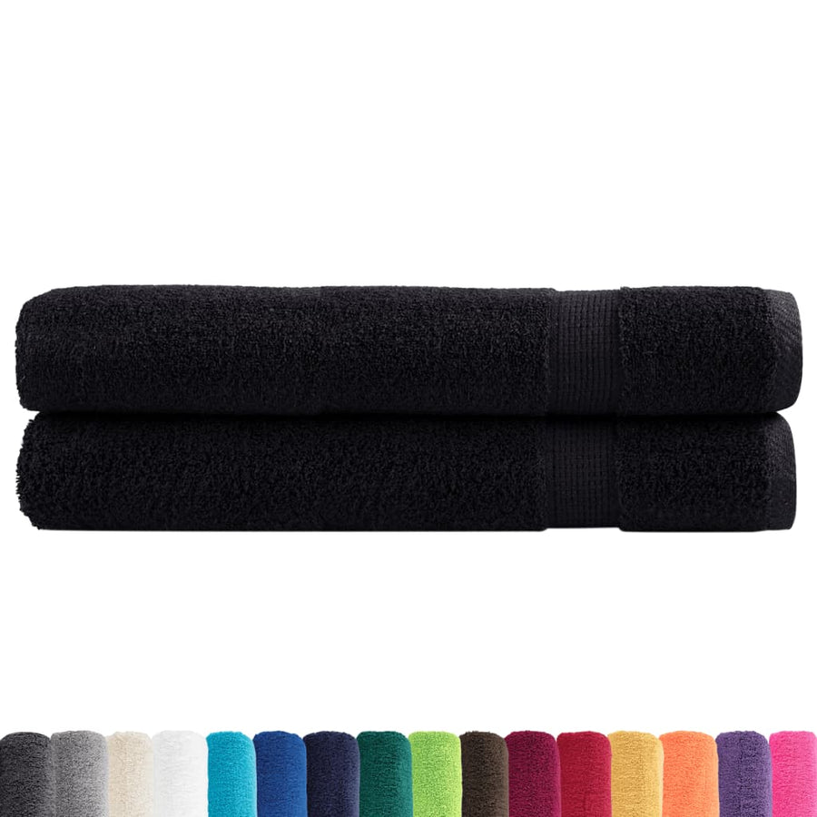 Handdoeken 2 st 600 g/m² 100x200 cm 100% katoen zwart