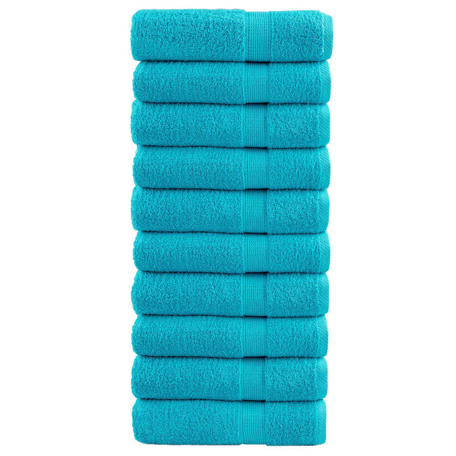 Handdoeken 10 st 600 g/m² 50x100 cm 100% katoen turquoise