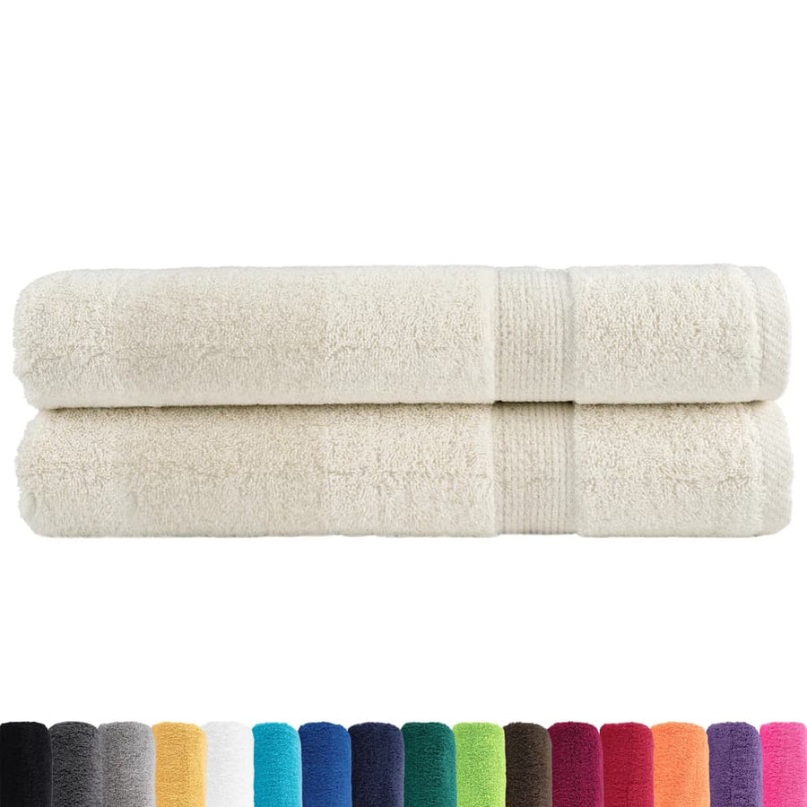 Saunadoeken 2 st 600 g/m² 80x200 cm 100% katoen crèmekleurig