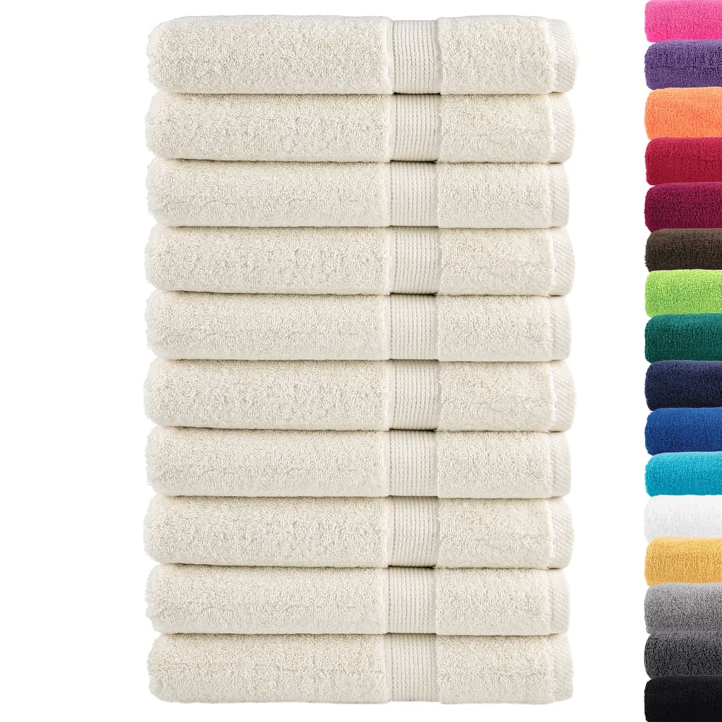 Handdoeken 10 st 600 g/m² 100x200 cm 100% katoen crèmekleurig