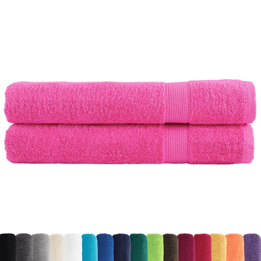 Handdoeken 2 st 600 g/m² 100x200 cm 100% katoen roze