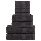 Handdoekenset 8-delig 600 g/m² antraciet katoen