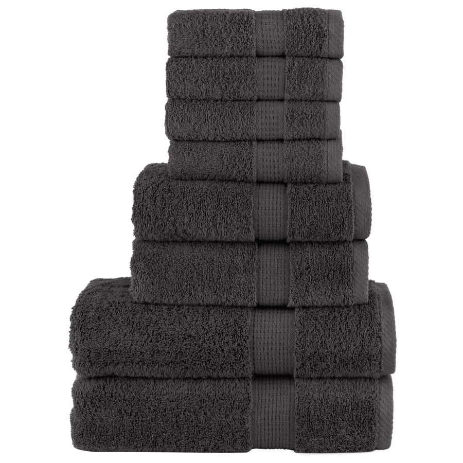8-delige Handdoekenset 600 g/m² 100% katoen antracietkleurig