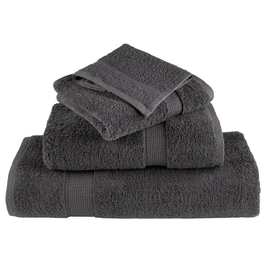 8-delige Handdoekenset 600 g/m² 100% katoen antracietkleurig