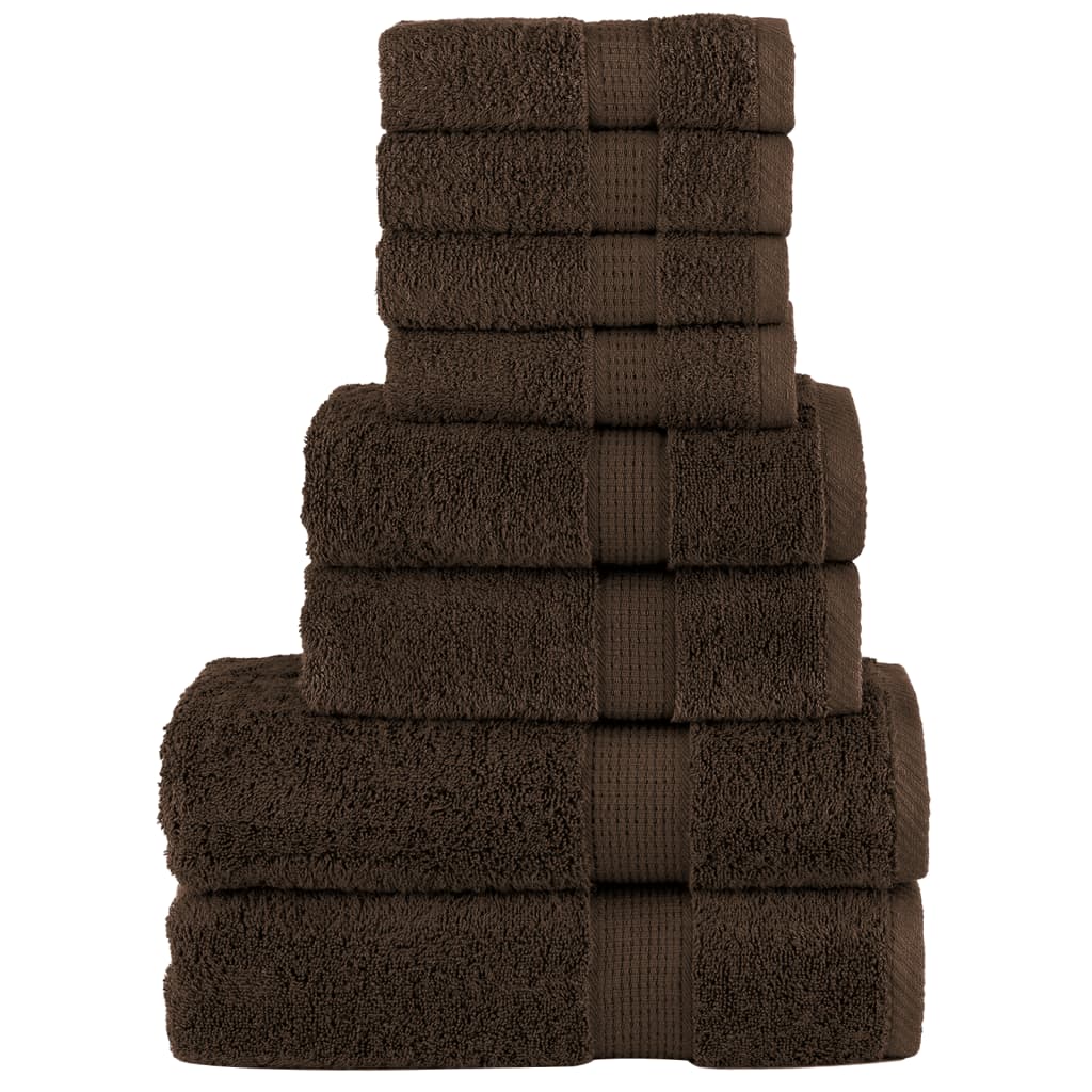 8-delige Handdoekenset SOLUND 600 g/m² bruin