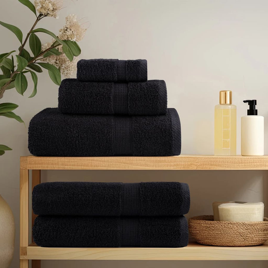8-delige Handdoekenset 600 g/m² 100% katoen zwart