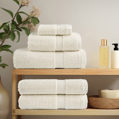 8-delige Handdoekenset 600 g/m² 100% katoen crèmekleurig