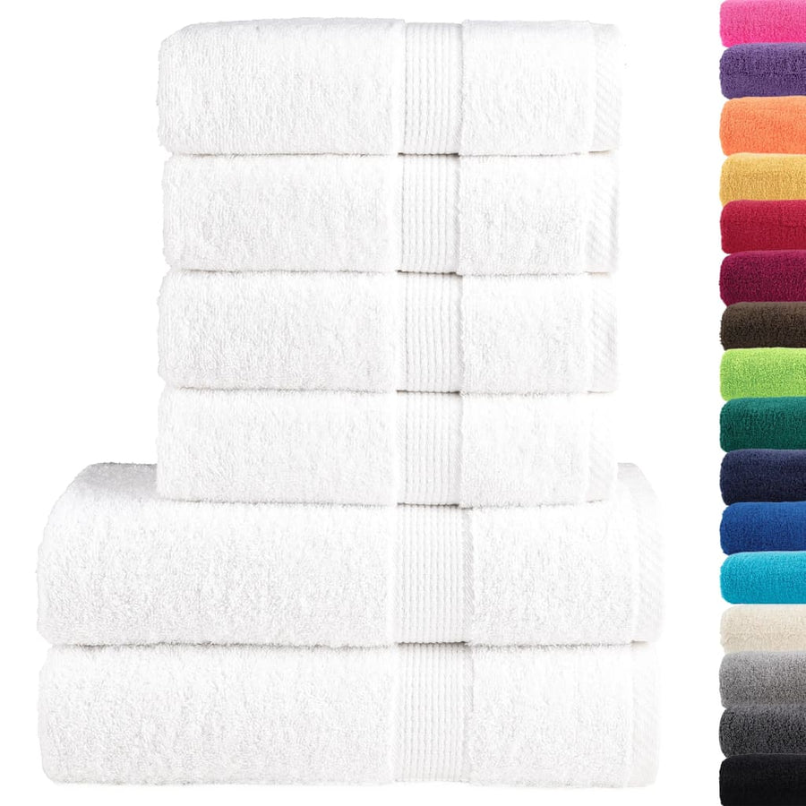 6-delige Handdoekenset 600 g/m² 100% katoen wit
