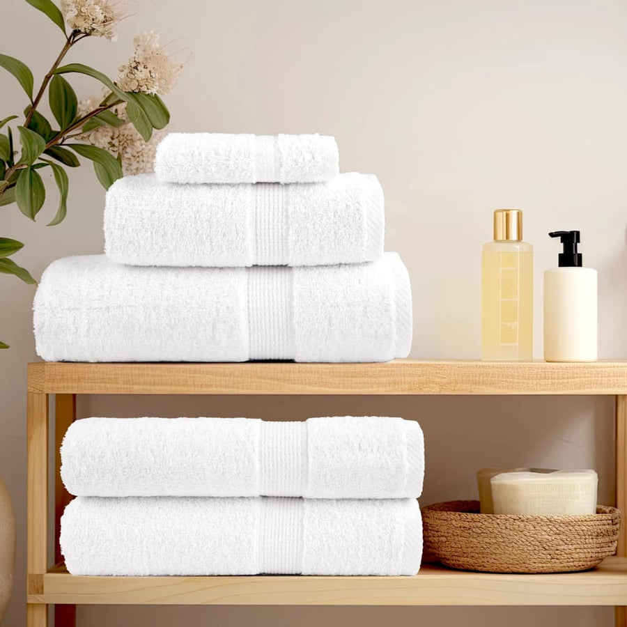 6-delige Handdoekenset 600 g/m² 100% katoen wit