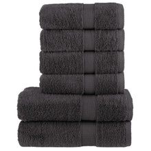 6-delige Handdoekenset 600 g/m² 100% katoen antracietkleurig