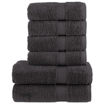 6-delige Handdoekenset 600 g/m² 100% katoen antracietkleurig