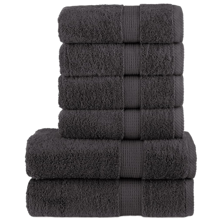 6-delige Handdoekenset 600 g/m² 100% katoen antracietkleurig