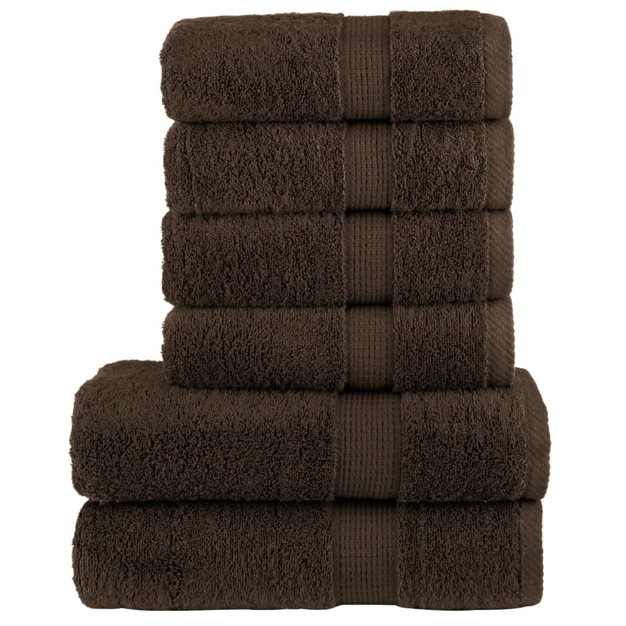 6-delige Handdoekenset SOLUND 600 g/m² bruin