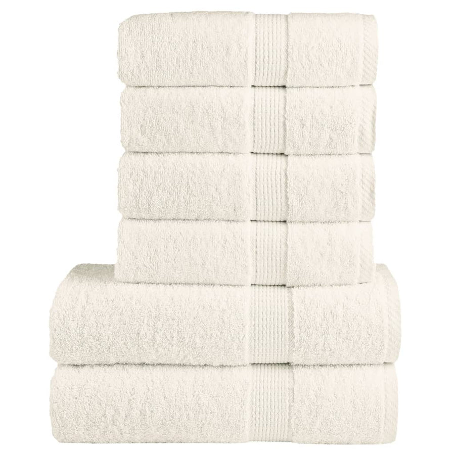 6-delige Handdoekenset 600 g/m² 100% katoen crèmekleurig