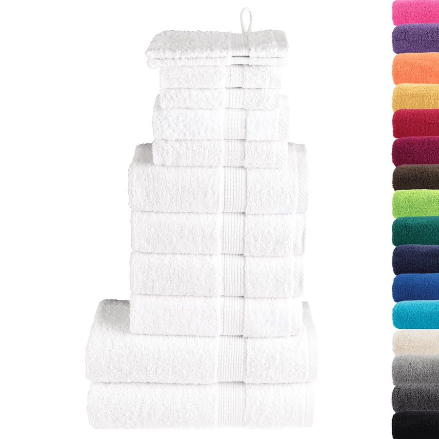 12-delige Handdoekenset 600 g/m² 100% katoen wit
