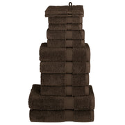 Handdoekenset 12-delig bruin 600 g/m²