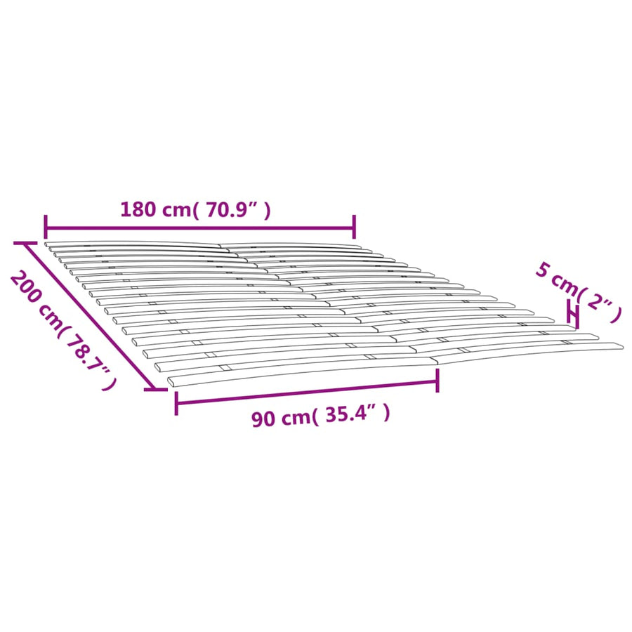 Lattenbodems 2 St Met 34 Latten 90X200 Cm 180 x 200 cm