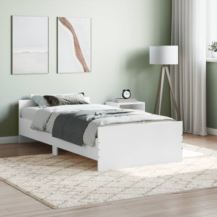 Bedframe Bewerkt Hout 90 x 200 cm Wit