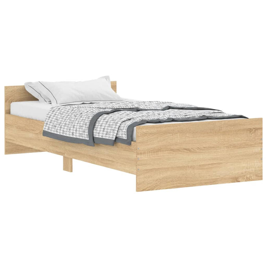 Bedframe Bewerkt Hout Kleurig 90 x 200 cm Sonoma eiken