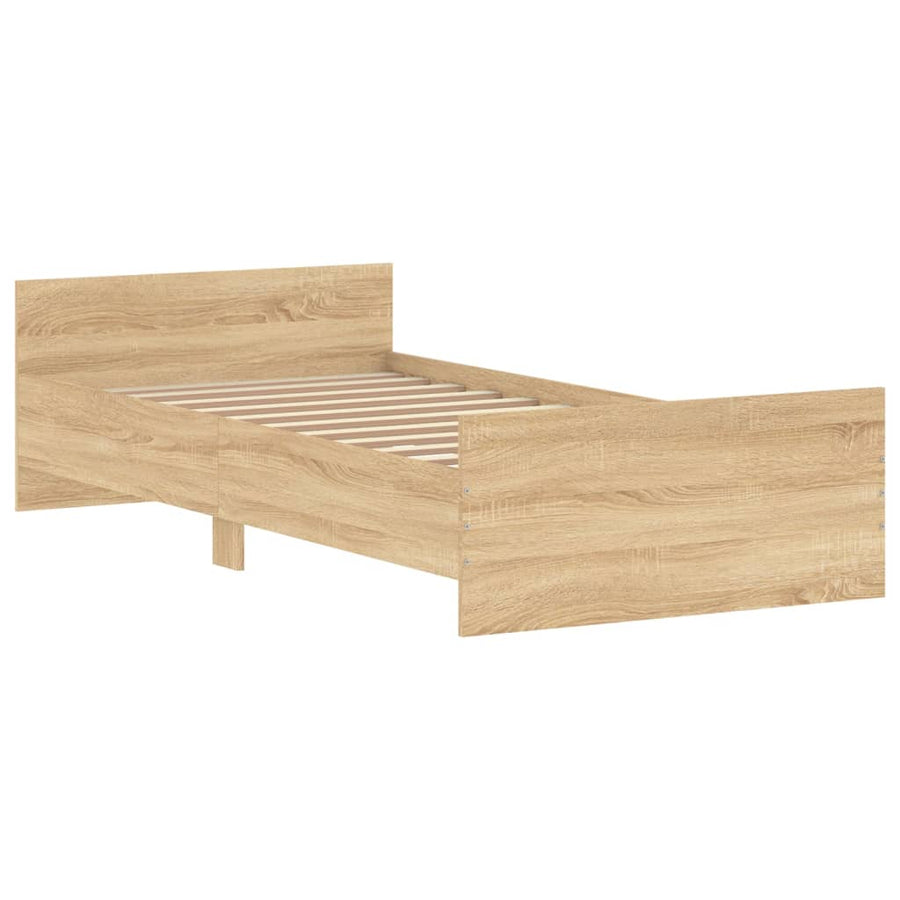 Bedframe Bewerkt Hout Kleurig 90 x 200 cm Sonoma eiken