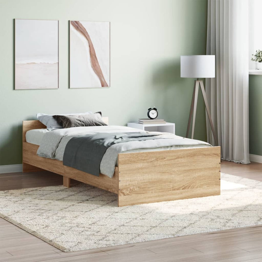 Bedframe Bewerkt Hout Kleurig 90 x 200 cm Sonoma eiken